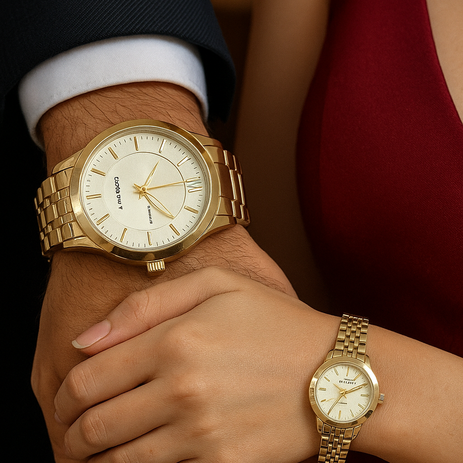 Gold Infinity Couple Watch Set