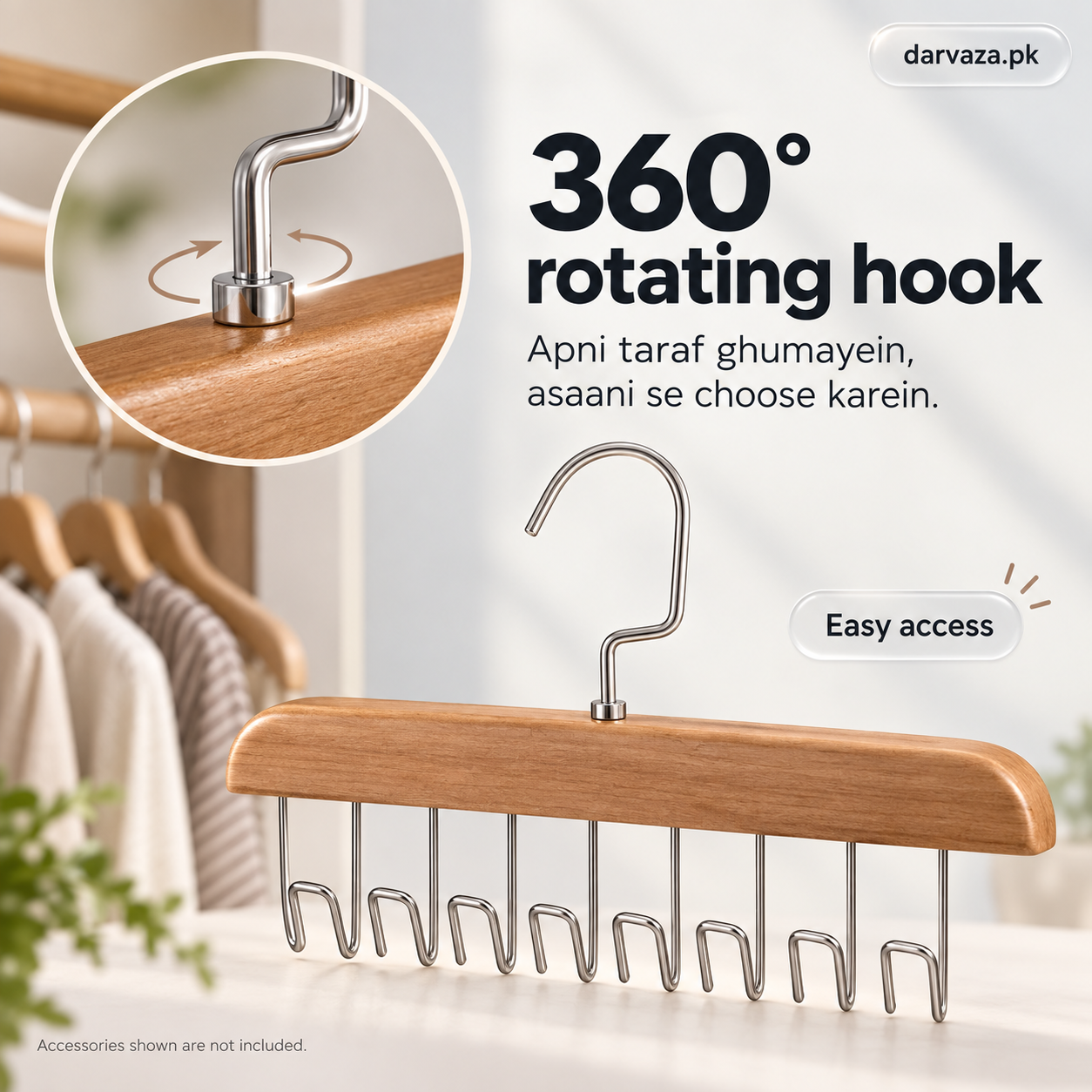 Buy 1 Get 1 Free Offer 2 Storage Wood Hanger 8 Hooks Organizer