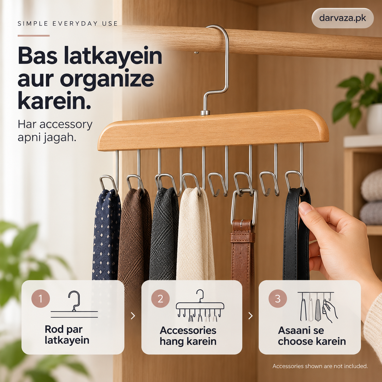 Buy 1 Get 1 Free Offer 2 Storage Wood Hanger 8 Hooks Organizer