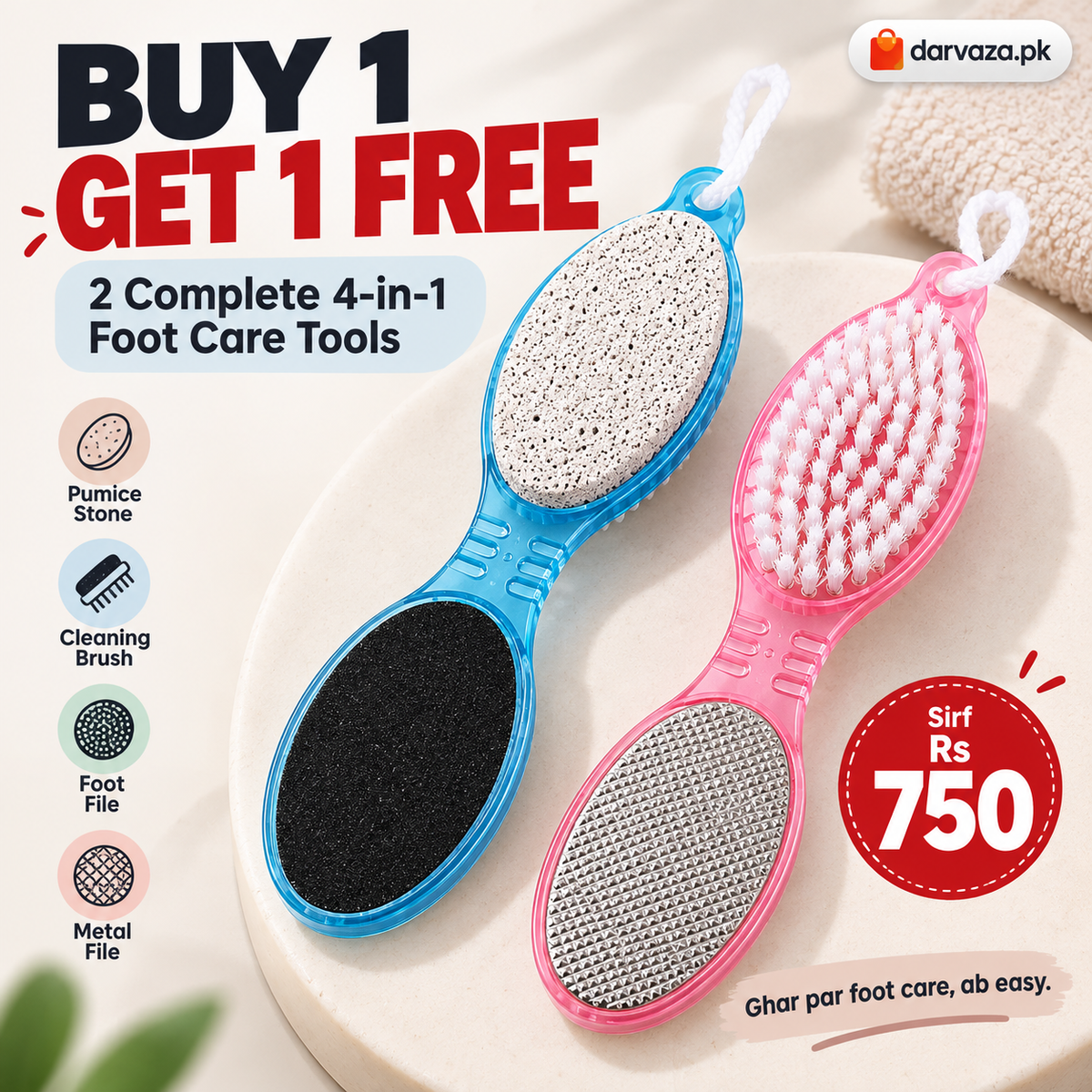Buy 1 Get 1 FREE Offer 2 Foot Care Complete 4-in-1 Tool