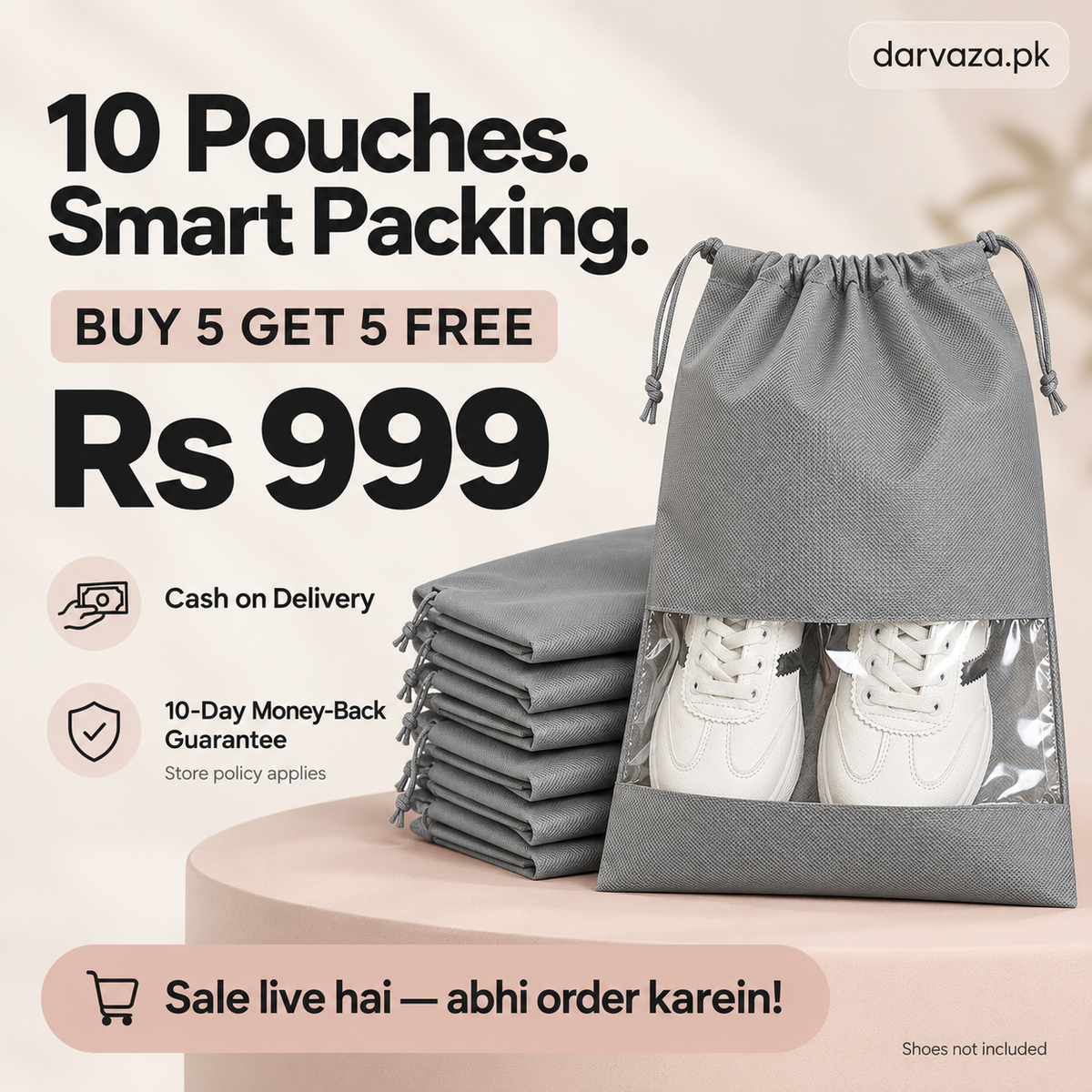 10 Pcs Shoe Pouches & Dustproof Travel Organizer
