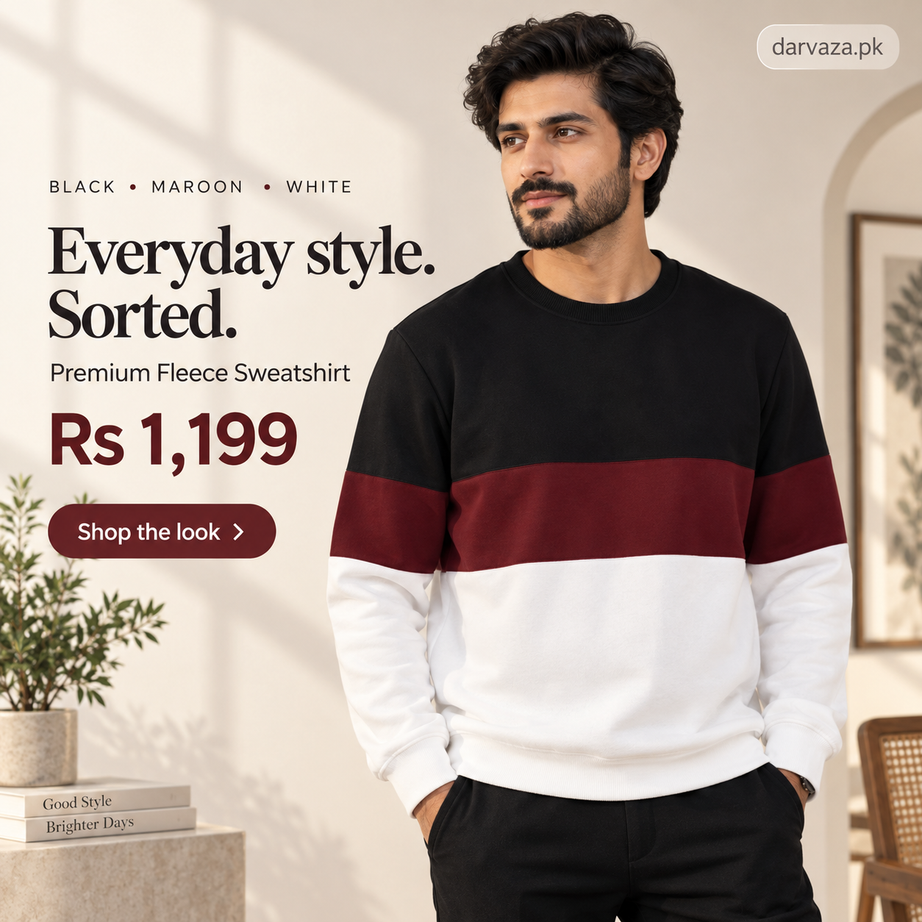 Black Maroon and White Block Sweatshirt