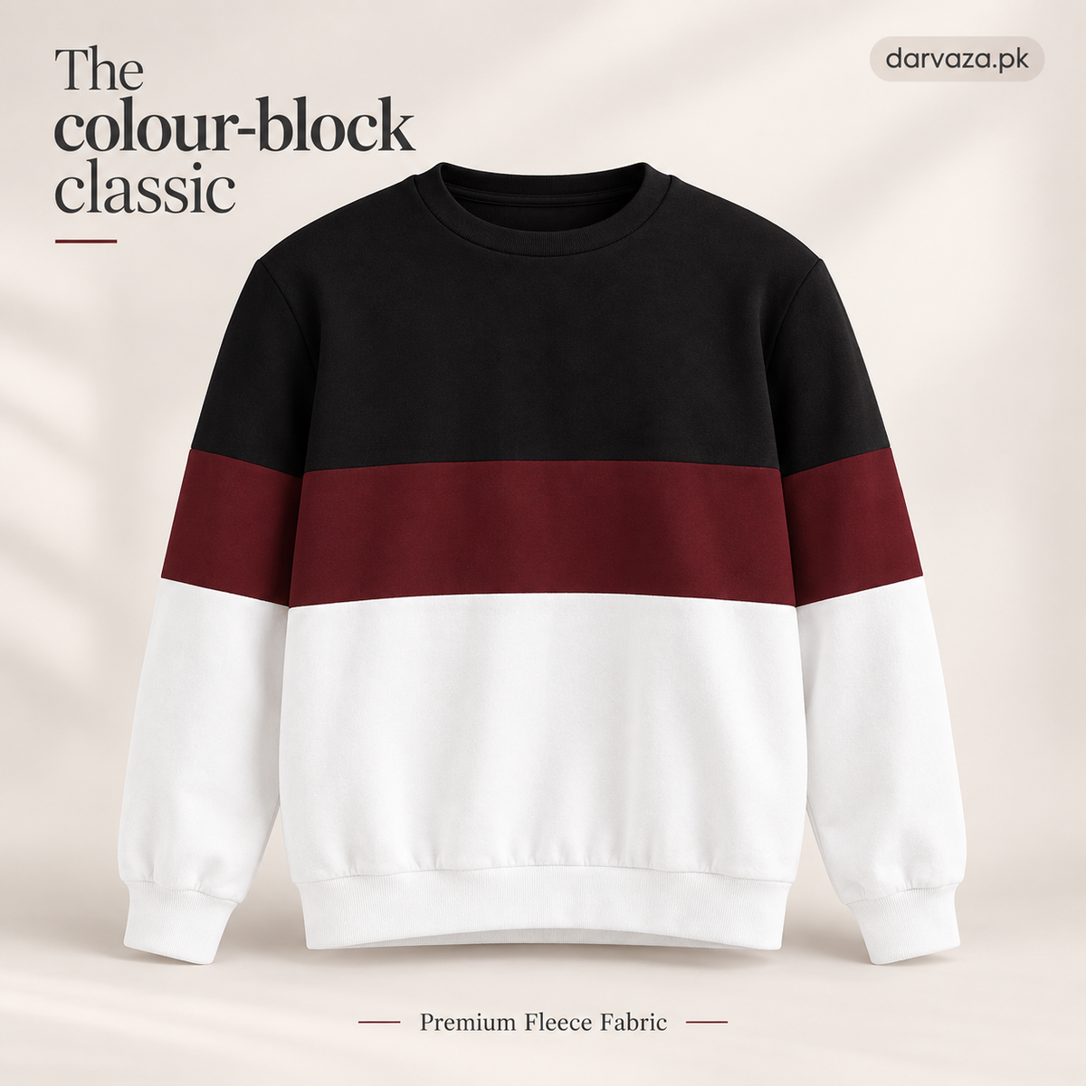 Black Maroon and White Block Sweatshirt