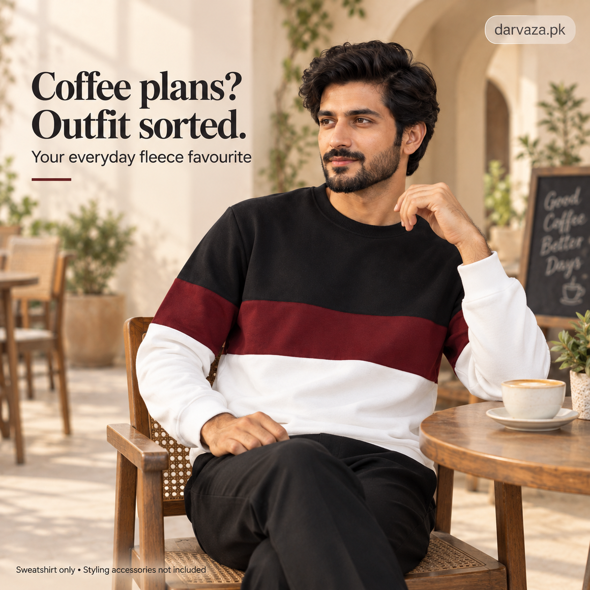 Black Maroon and White Block Sweatshirt
