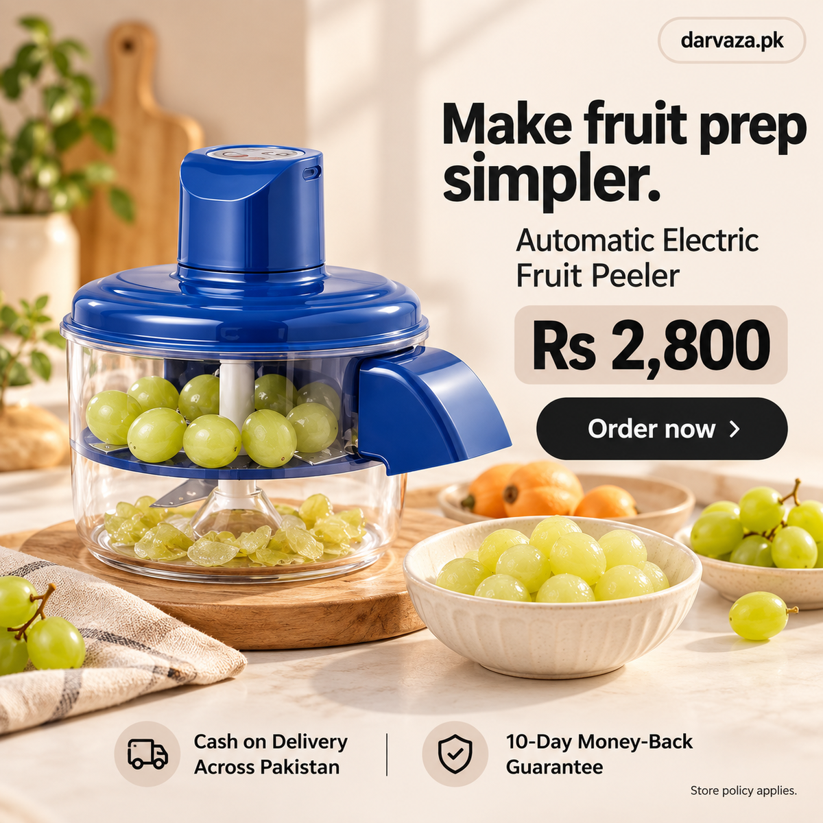 Automatic Effortless Peeling with Electric Fruits Peeler and Skin Remover Machine