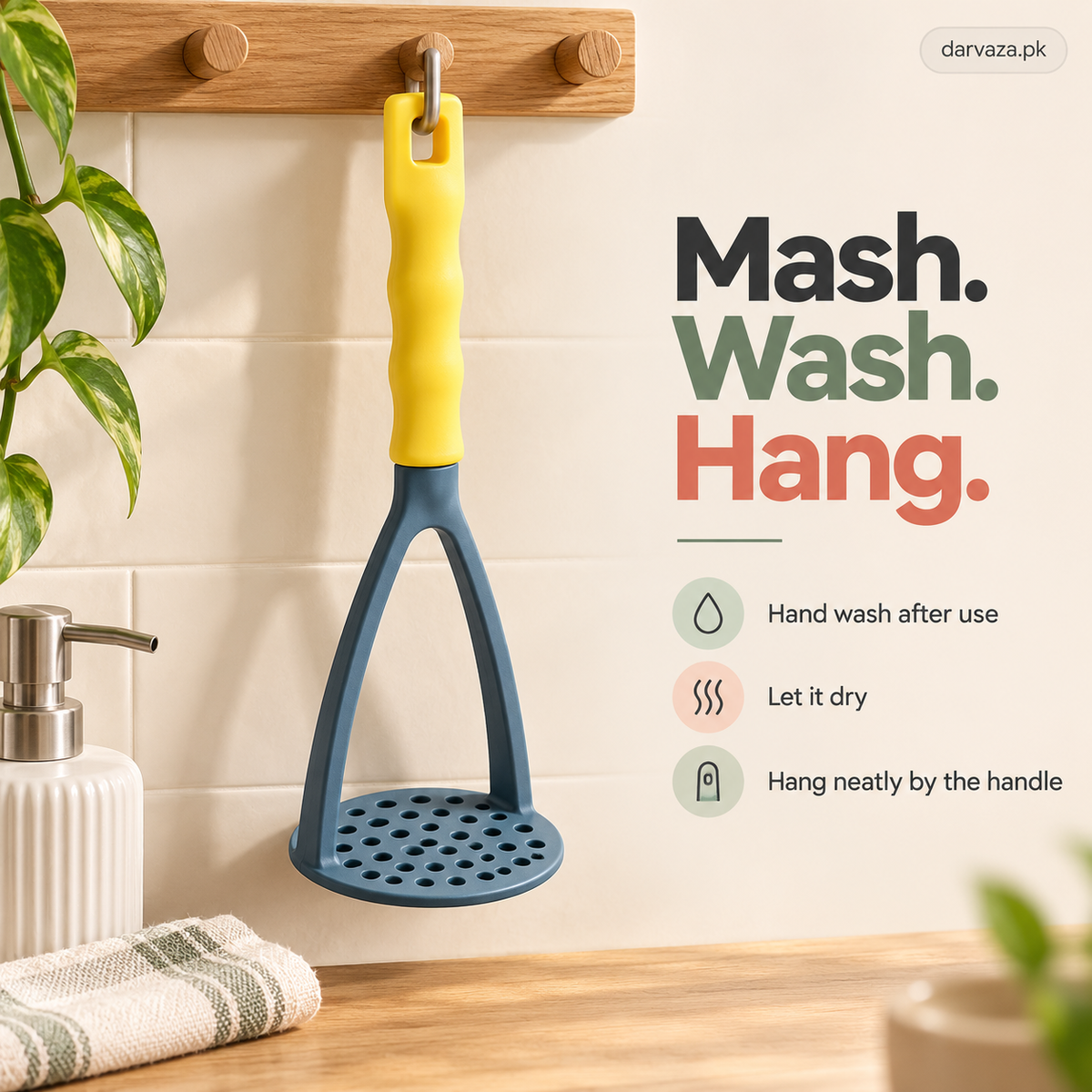 2 Hand Held Potato Masher With Handle