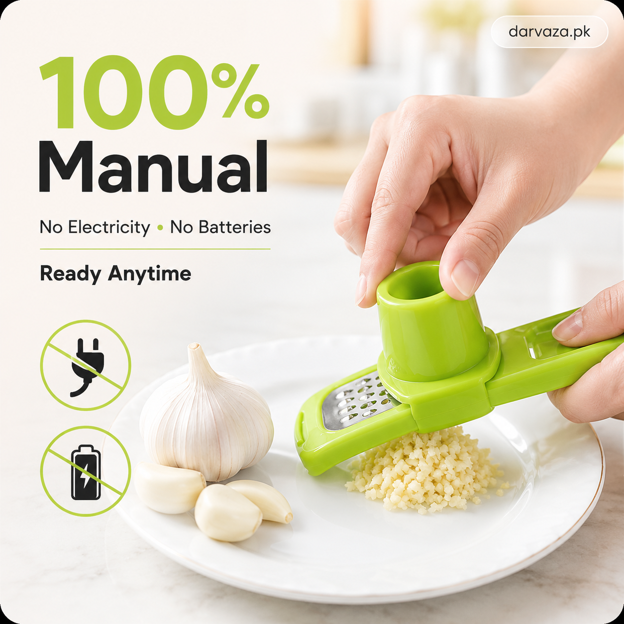 2 Mini Garlic Choppers with Hand Press Cap