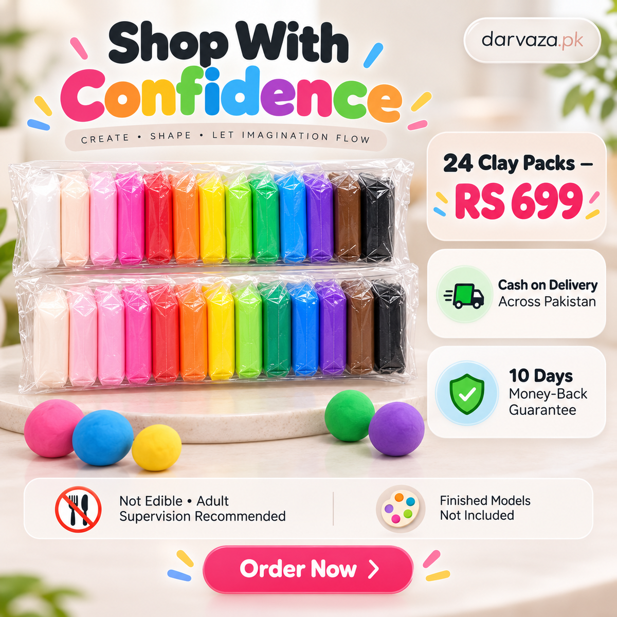 Air dry 24 Colorful Soft Clay Pack