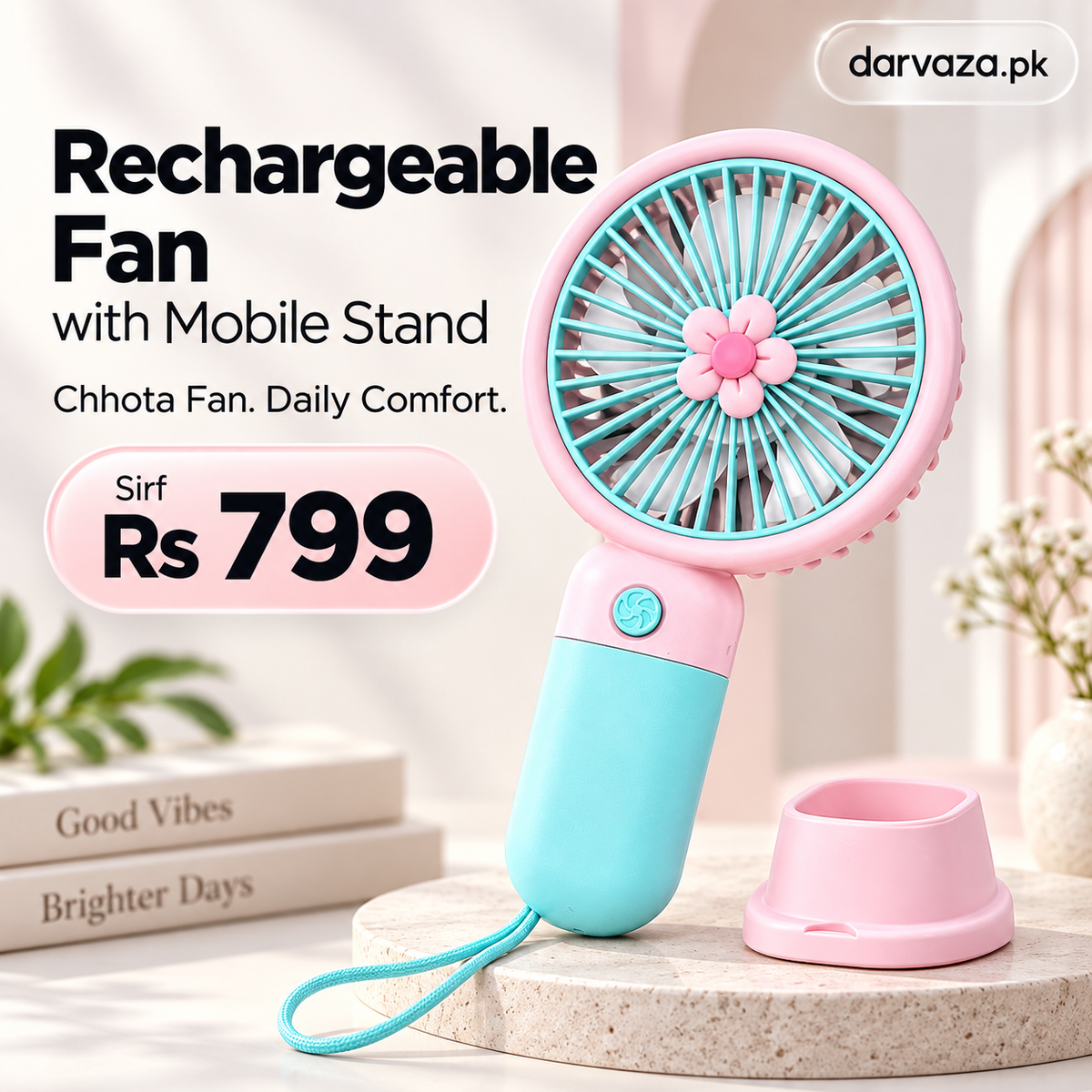 Rechargeable Fan with Mobile Stand