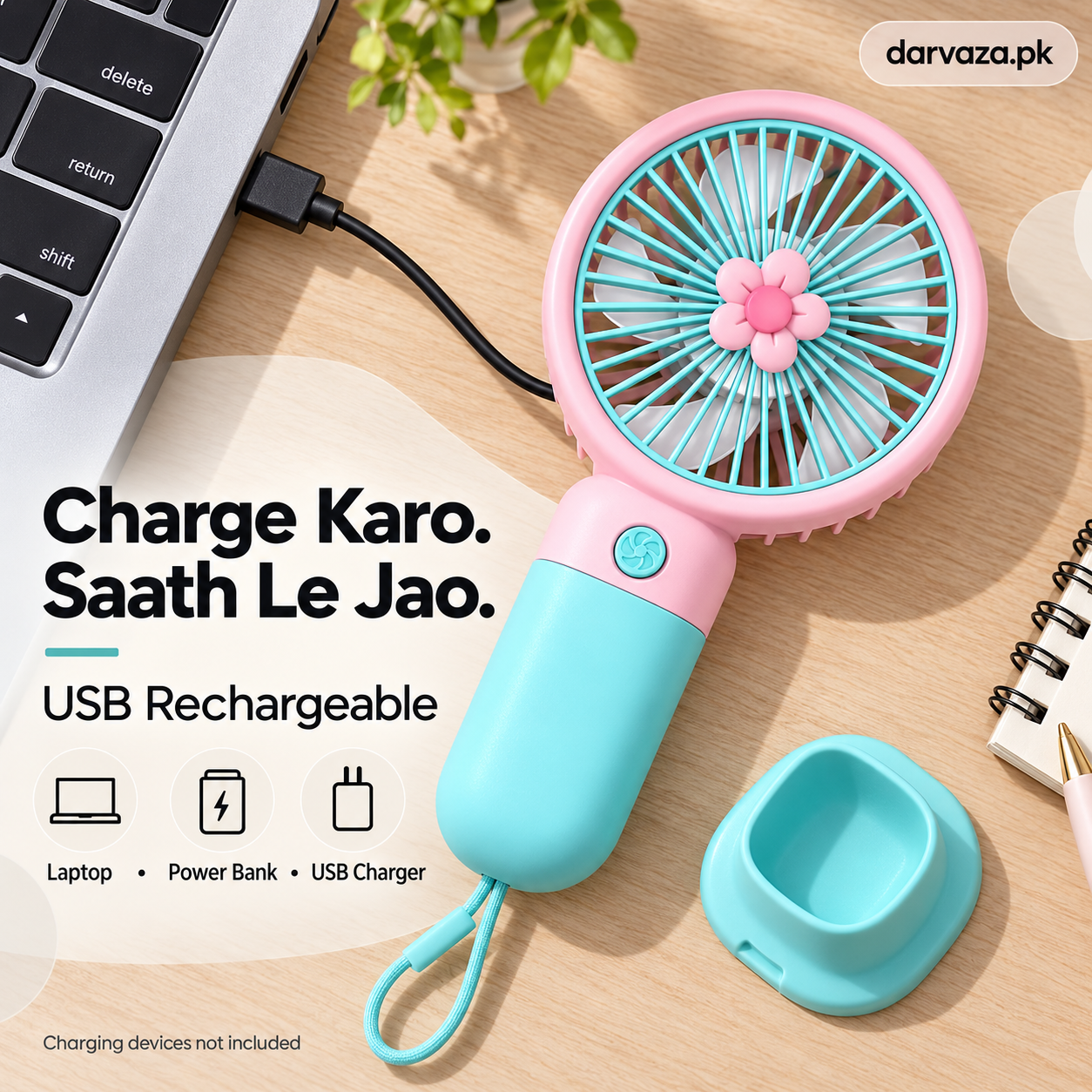 Rechargeable Fan with Mobile Stand