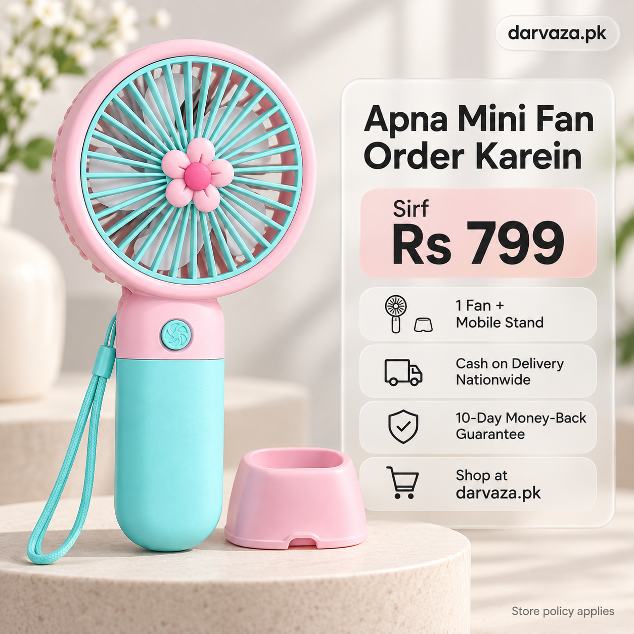 Rechargeable Fan with Mobile Stand
