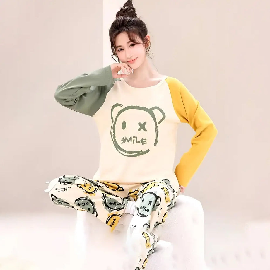 Cute Smile Bear Full Sleeve Night Suit