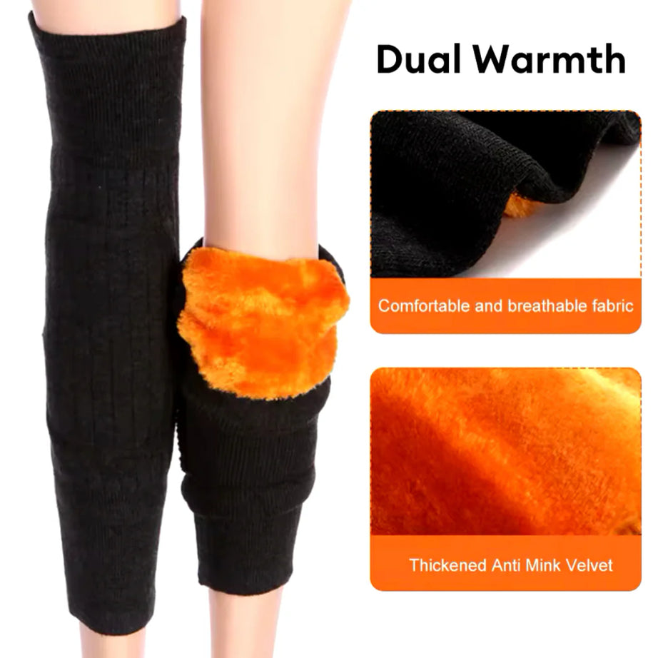 2 Pcs Warm Wool Knee Pads Super Elastic Knees Sleeves Support Protector
