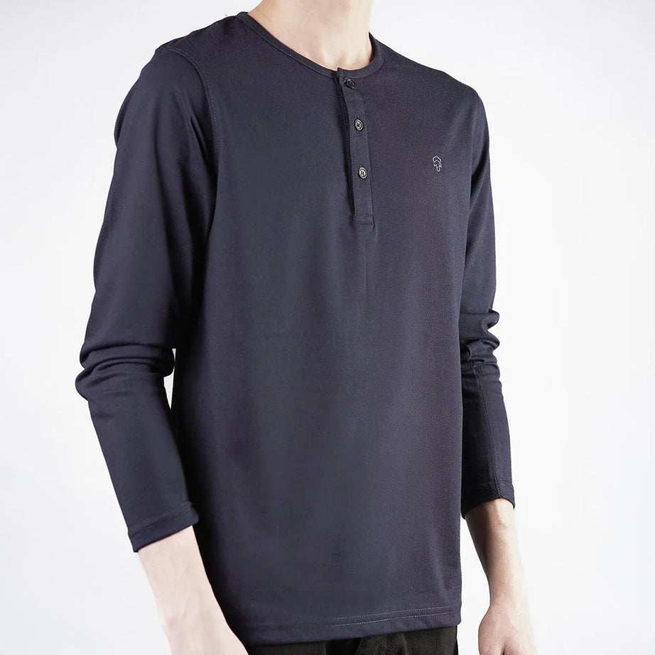 Navy Blue Henley Full Sleeve