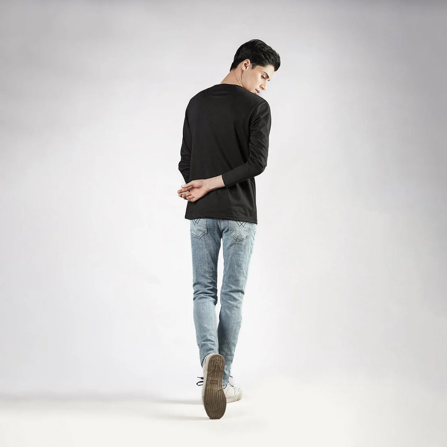 Black Henley Full Sleeves