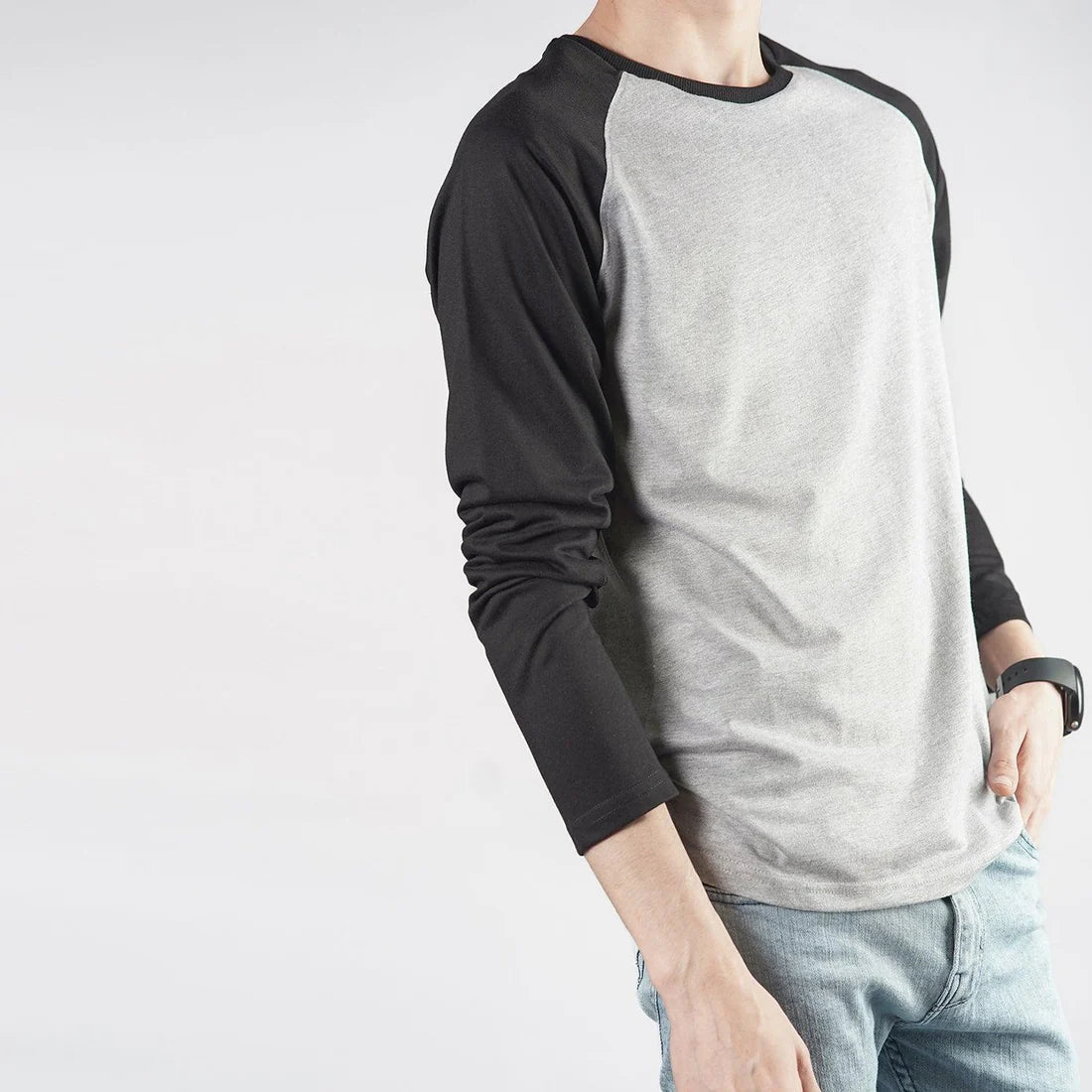 Black & Grey Raglan Full Sleeves