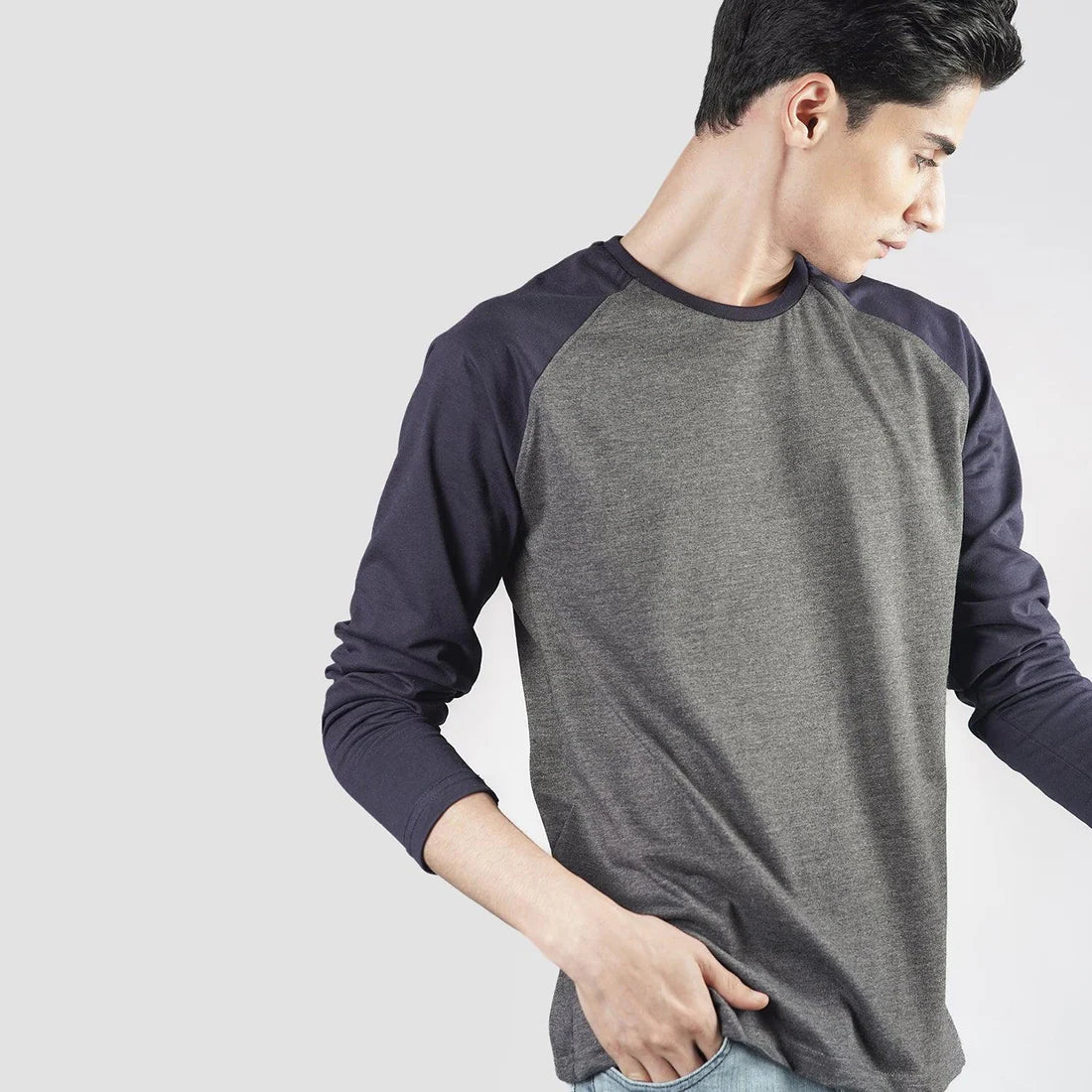 Charcoal Navy Raglan Full Sleeves
