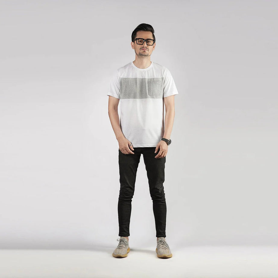 Grey White Colorblock T-Shirt