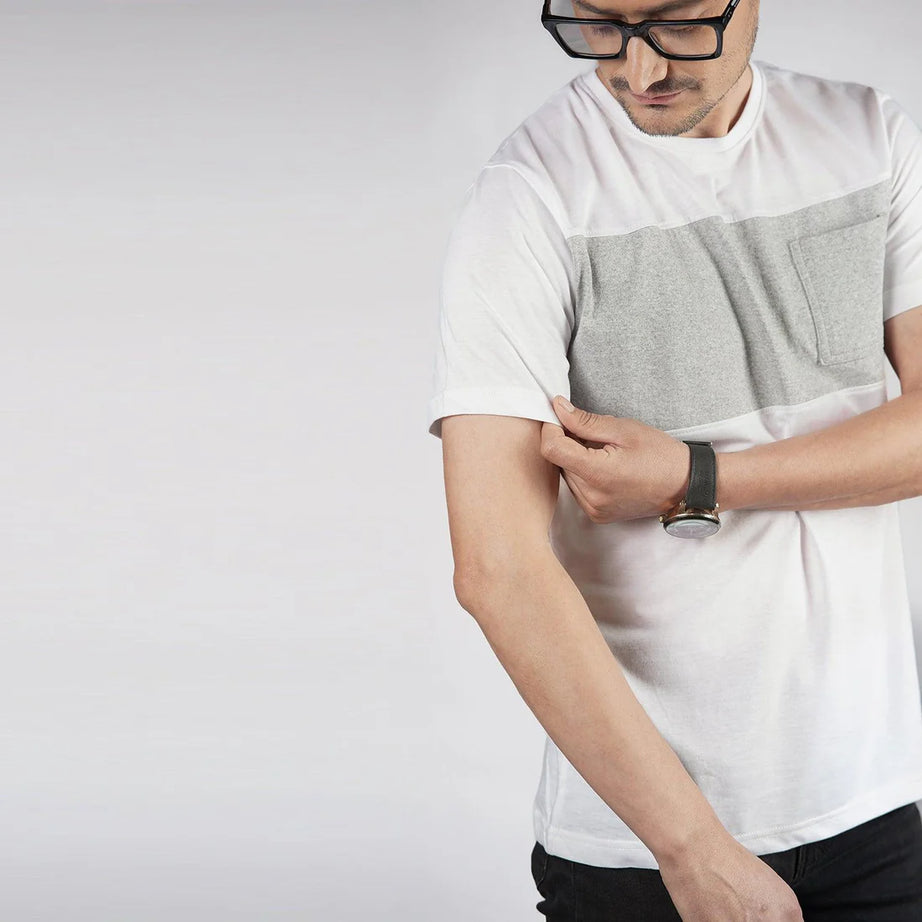 Grey White Colorblock T-Shirt