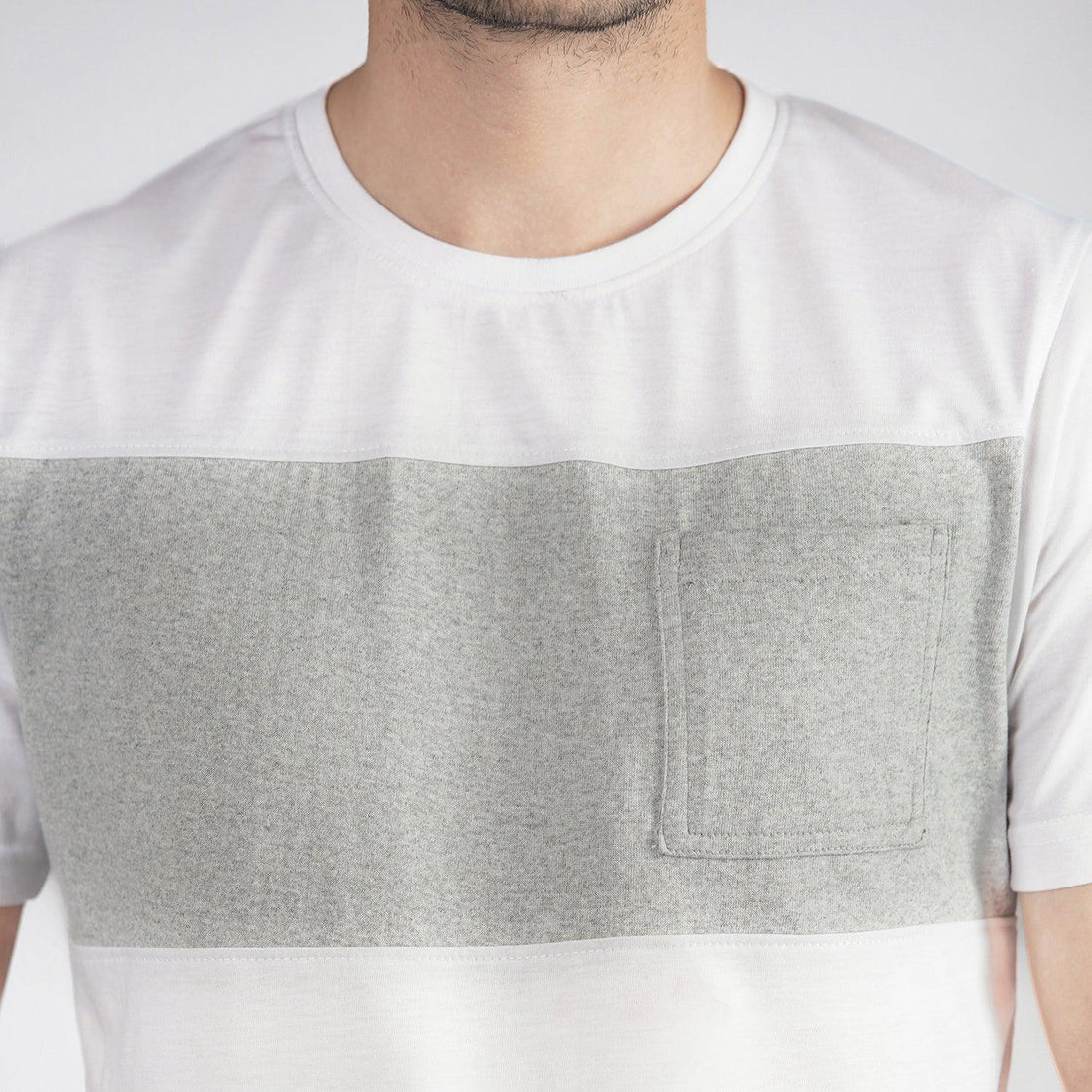 Grey White Colorblock T-Shirt