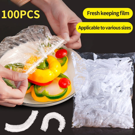 100pcs Disposable Food Cover Plastic Wrap Food Grade For Keep Kitchen and Food Fresh Seal Pack Pots