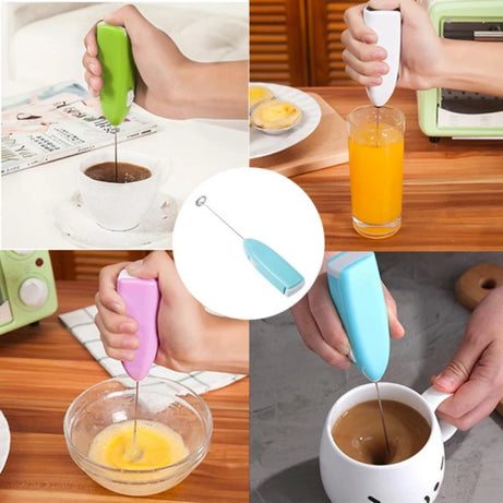 Mini Rechargeable Coffee & Egg Beater Mixer with stainless steel, spring and rod