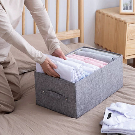 (Pack of 2) Washable Wardrobe Clothes Organizer Storage Box Foldable Drawer