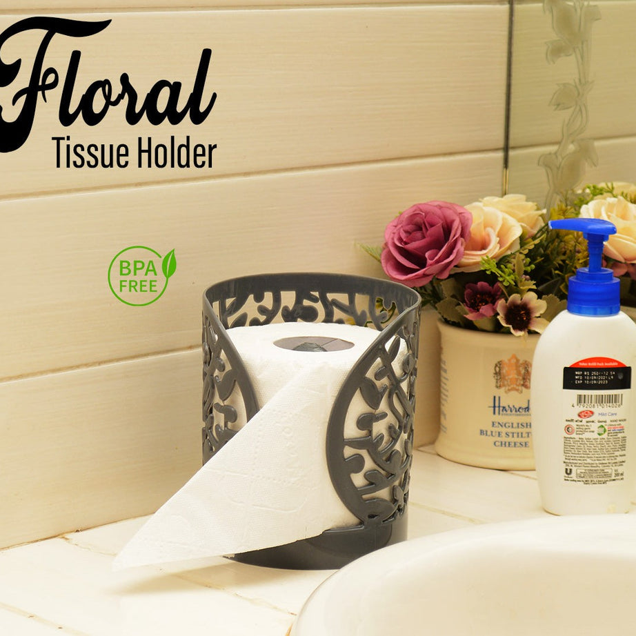 (Pack of 2) Plastic Flower Design Tissue Roll Paper Holder For Home and Outdoor Use
