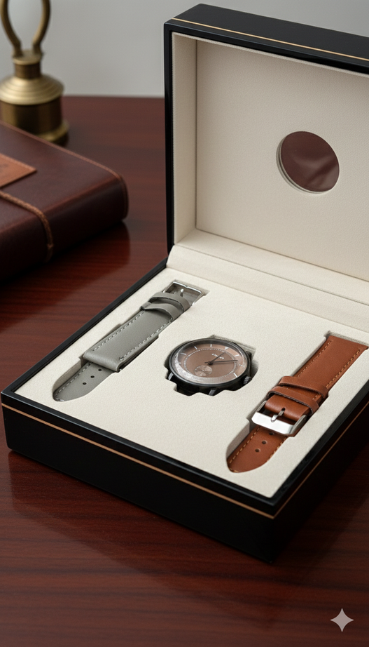 GearLine Dual Strap Deep Brown & Gray Men Watch