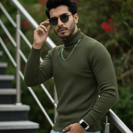 Premium High Neck for Men – OLIVE GREEN