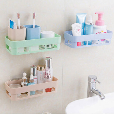(Pack of 3) Multipurpose Bathroom and Kitchen Shelf Wall Holder Storage Rack
