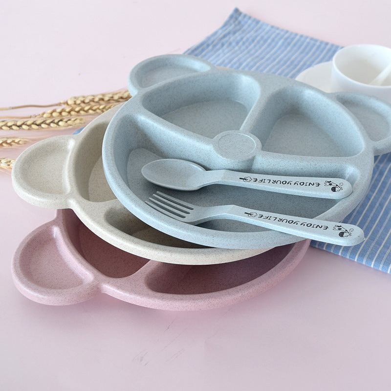 (Pack of 5) Multi Panda Shape Plates with 3 Spoons and 2 Forks