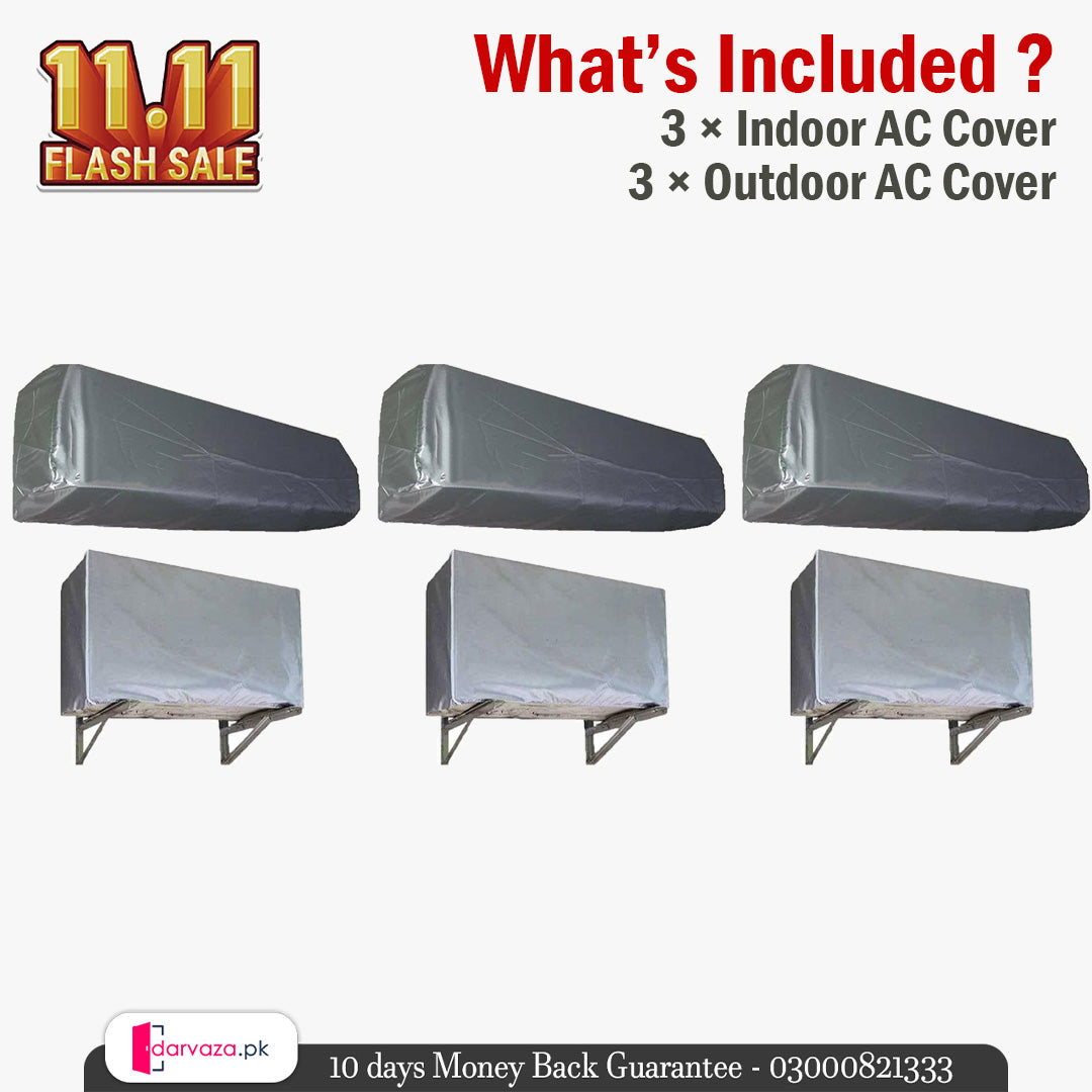 Waterproof Split AC Cover Set (Inner + Outer) – Universal Size for 1 Ton, 1.5 Ton and 2 Ton