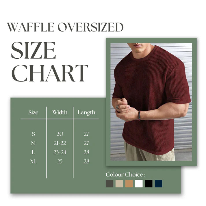 Oversized Waffle Knit Tee for Men – BLACK