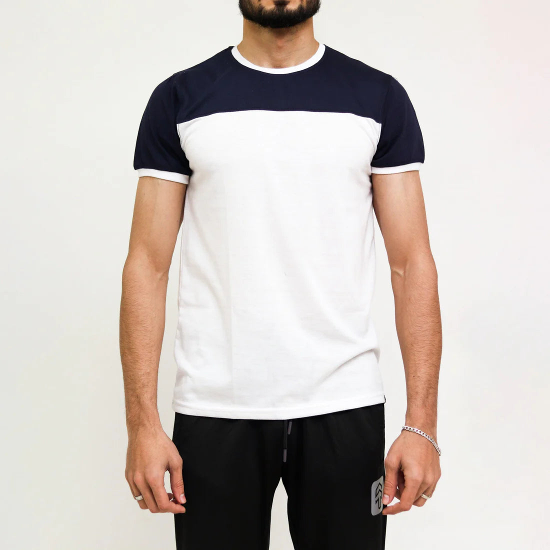 Navy White Cut & Sew T-Shirt