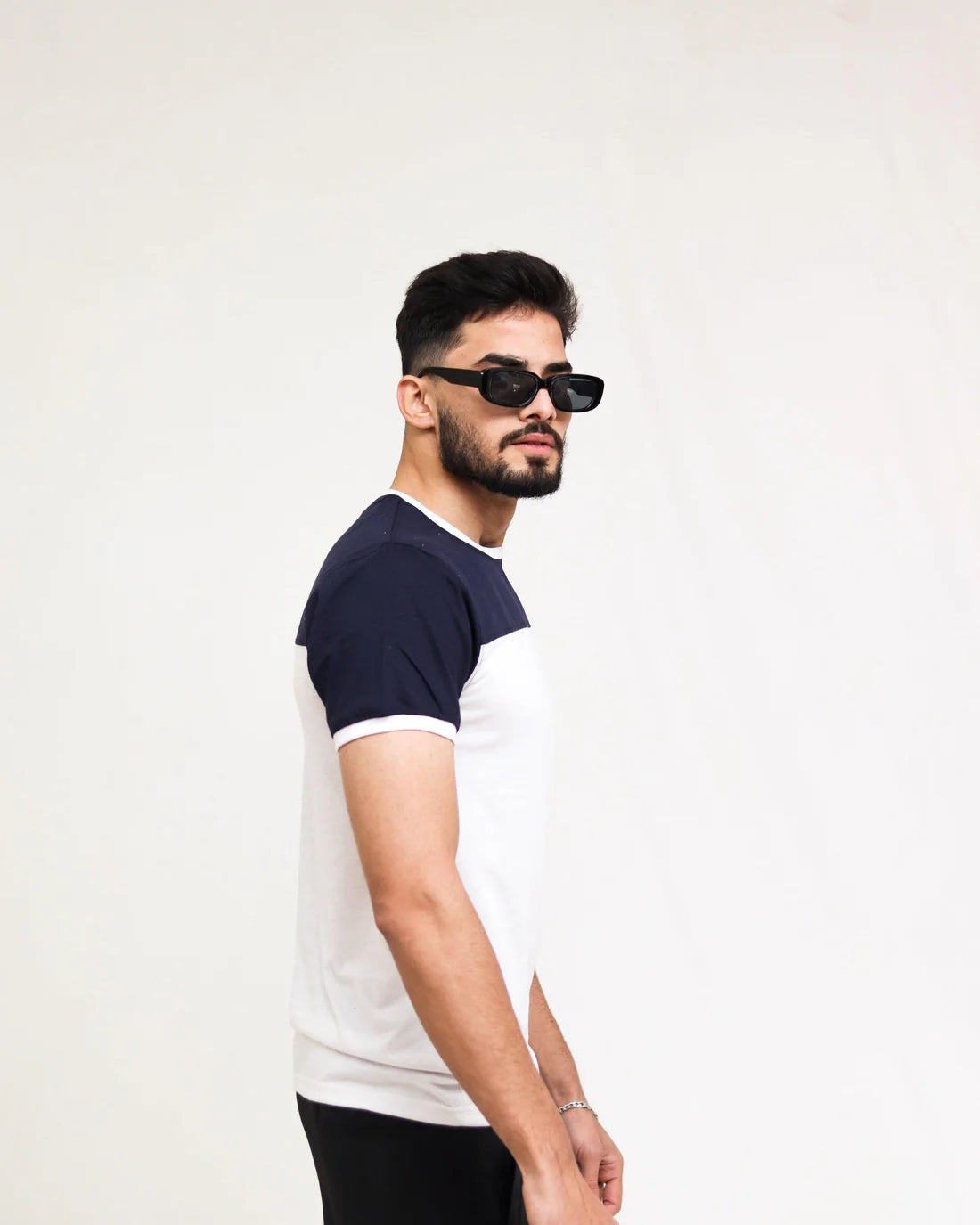 Navy White Cut & Sew T-Shirt
