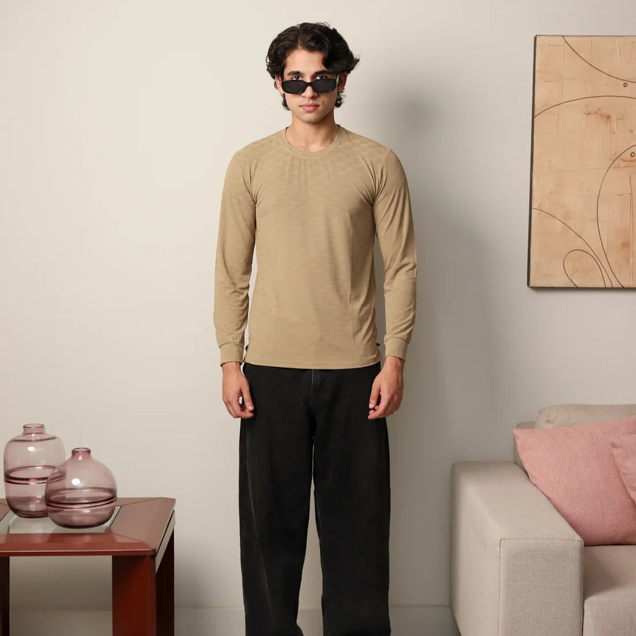 Textured Stretch Full Sleeves Tee