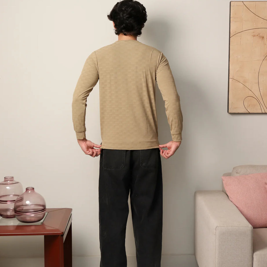 Textured Stretch Full Sleeves Tee