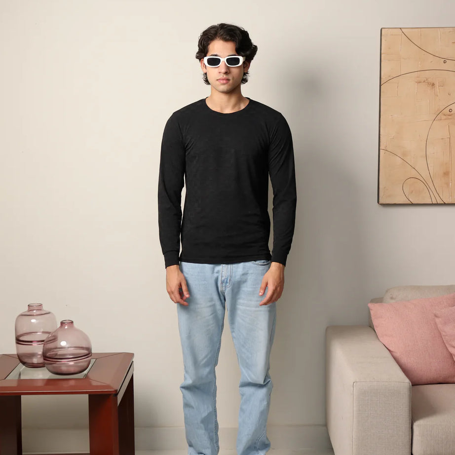 Textured Stretch Full Sleeves Tee