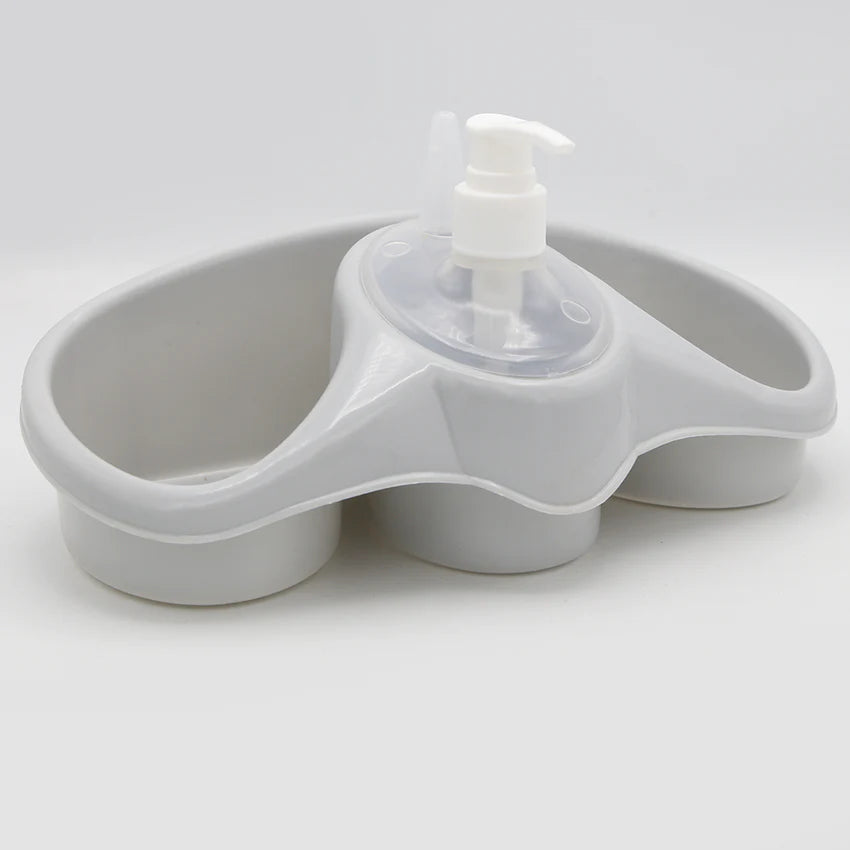 Imported 3 In 1 Plastic Dish Soap Dispenser With Sponge Holder For Kitchen
