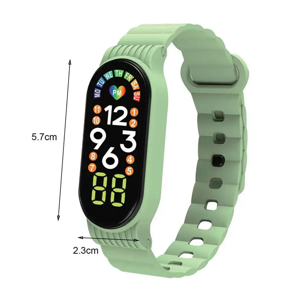(Pack of 2) Waterproof Electronic Silicone Strap LED Display Smart Outdoor Sports Clock Wristwatch For Children Men and Women