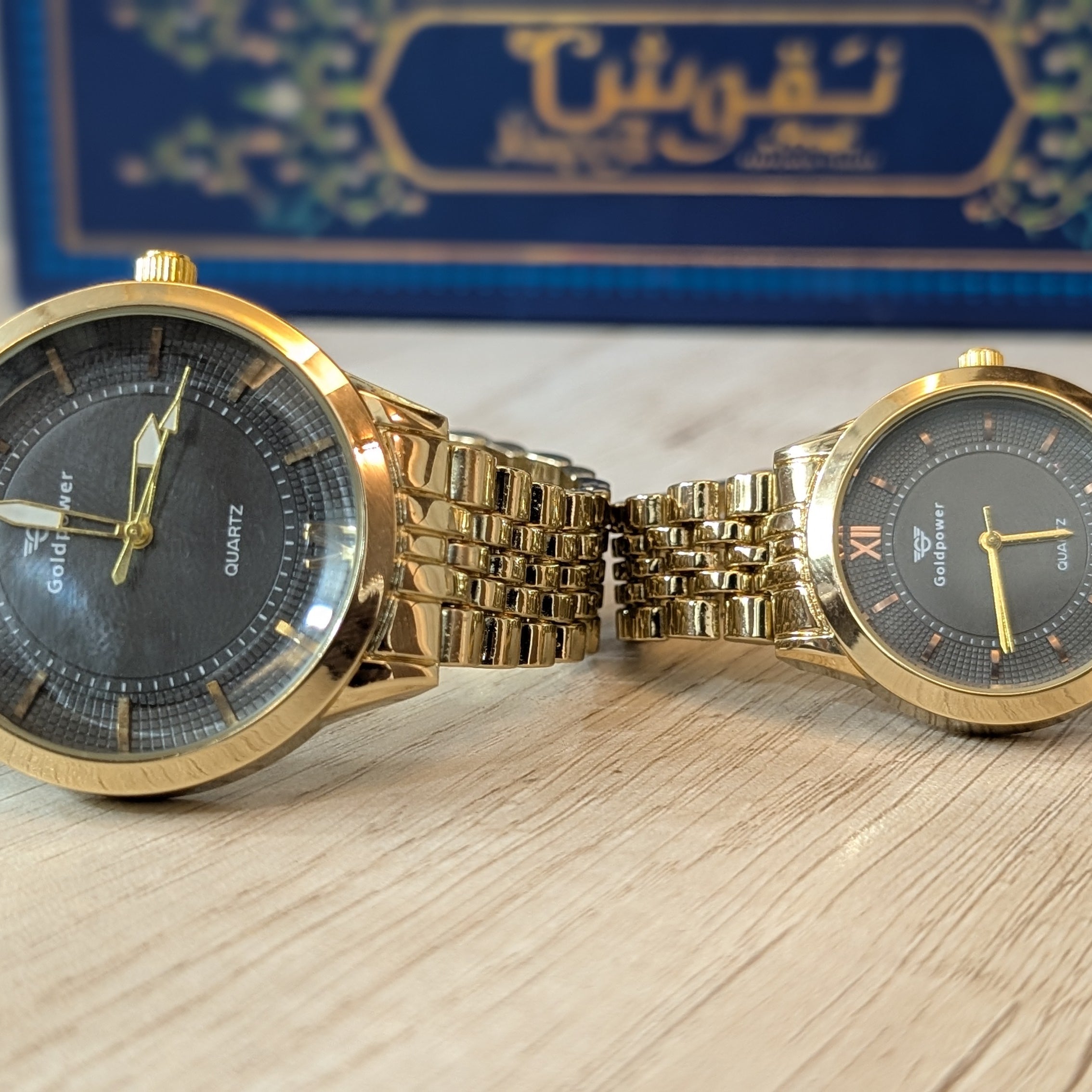 LuxeBond Gold-Black – Couple Watches Set