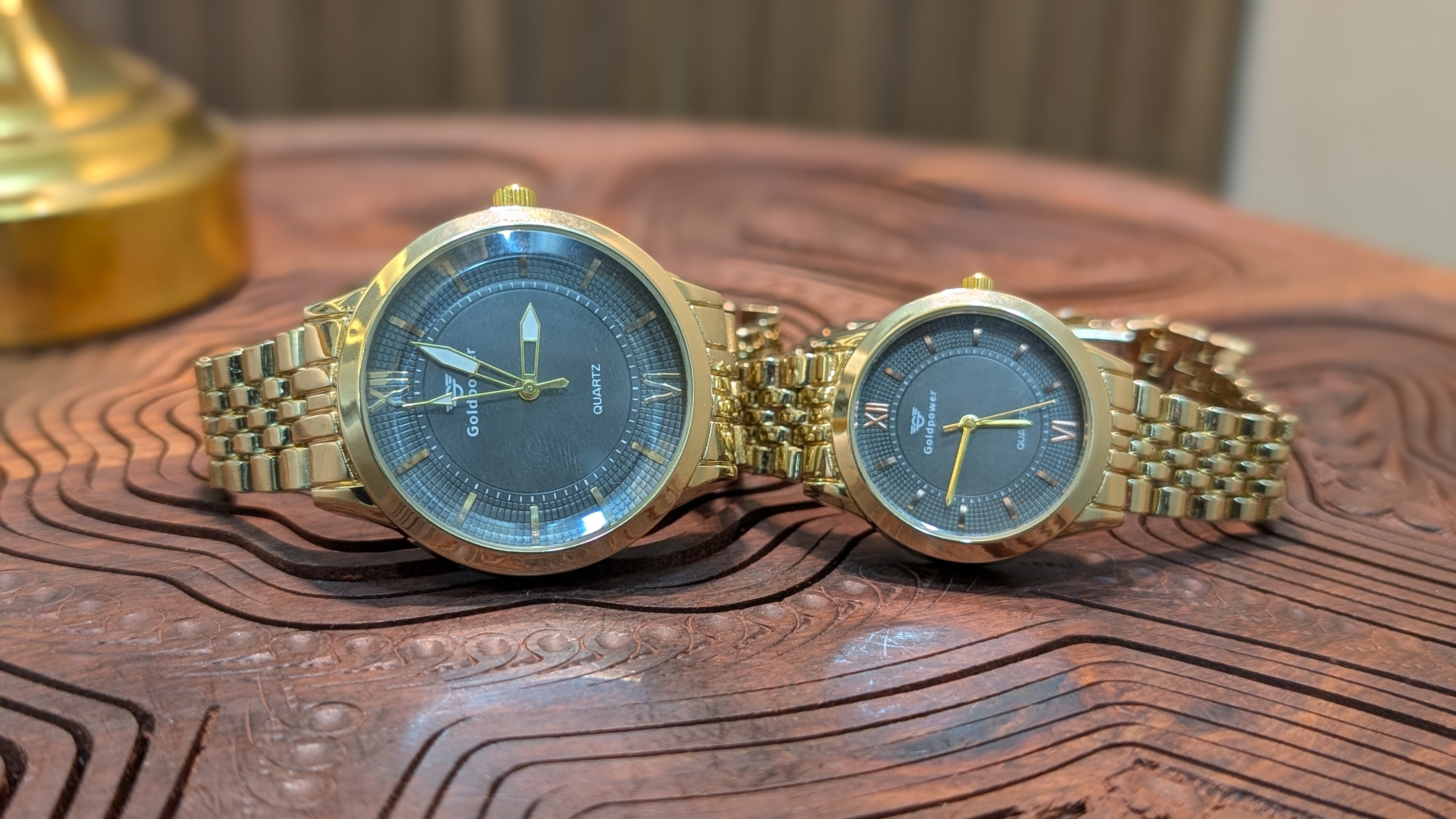 LuxeBond Gold-Black – Couple Watches Set