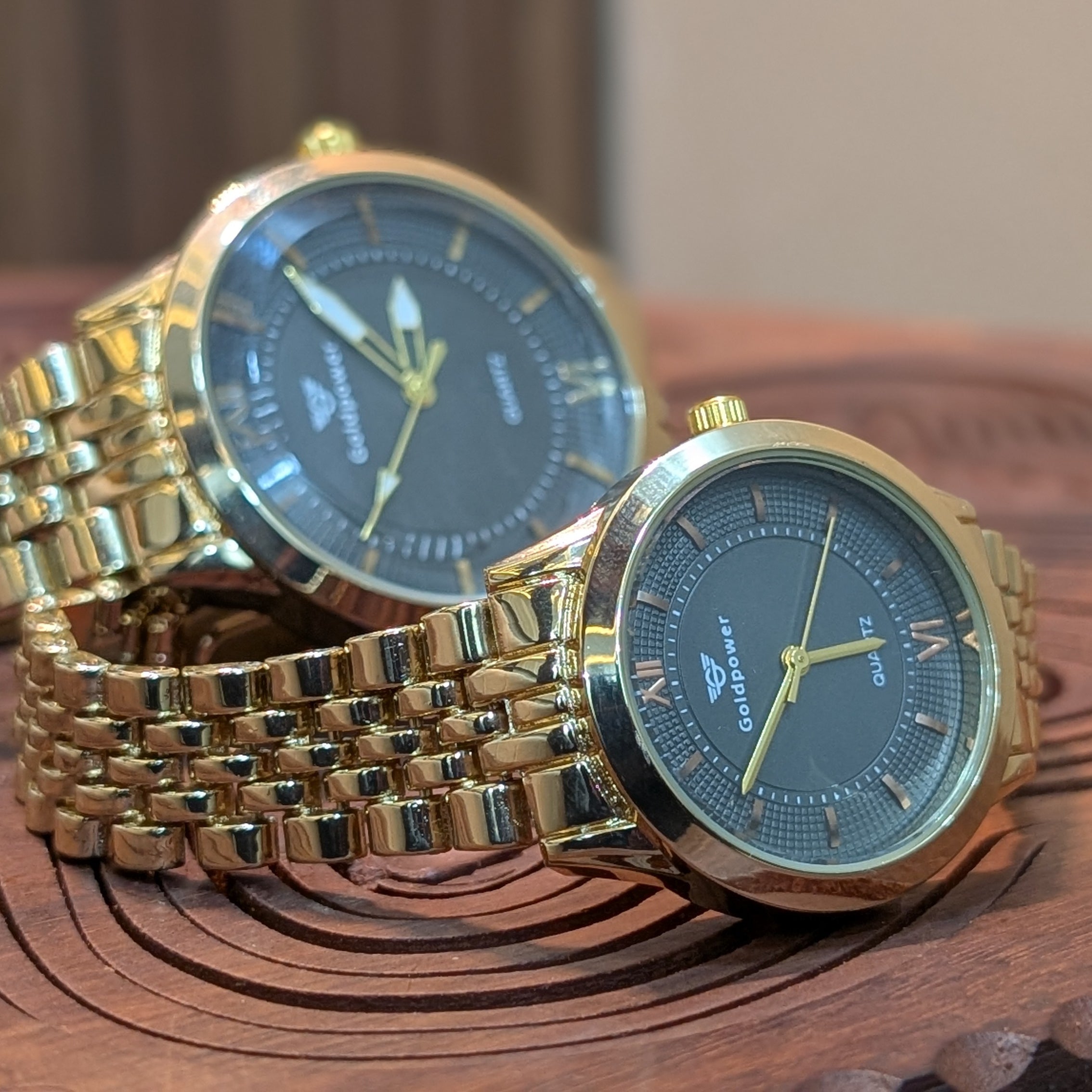 LuxeBond Gold-Black – Couple Watches Set