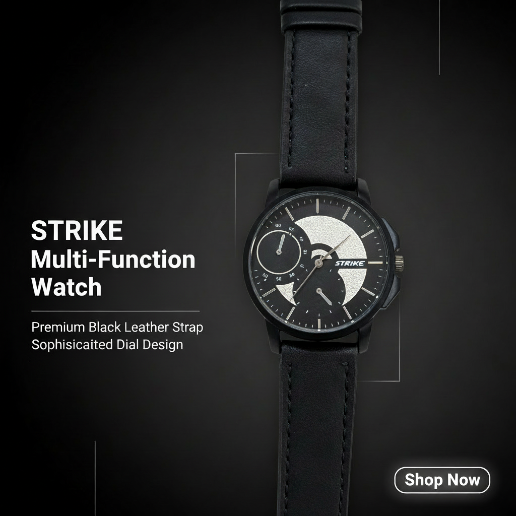 Strike Black with White Touch Men Watch