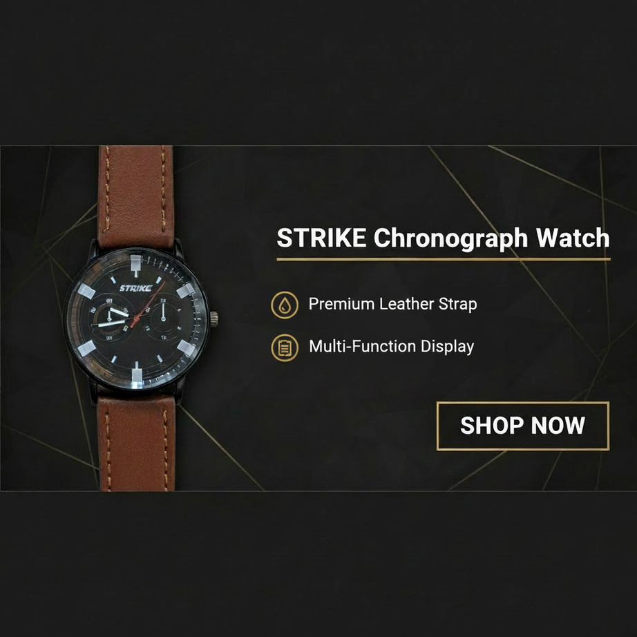 Strike Brown Strap with Black & White Touch Men Watch
