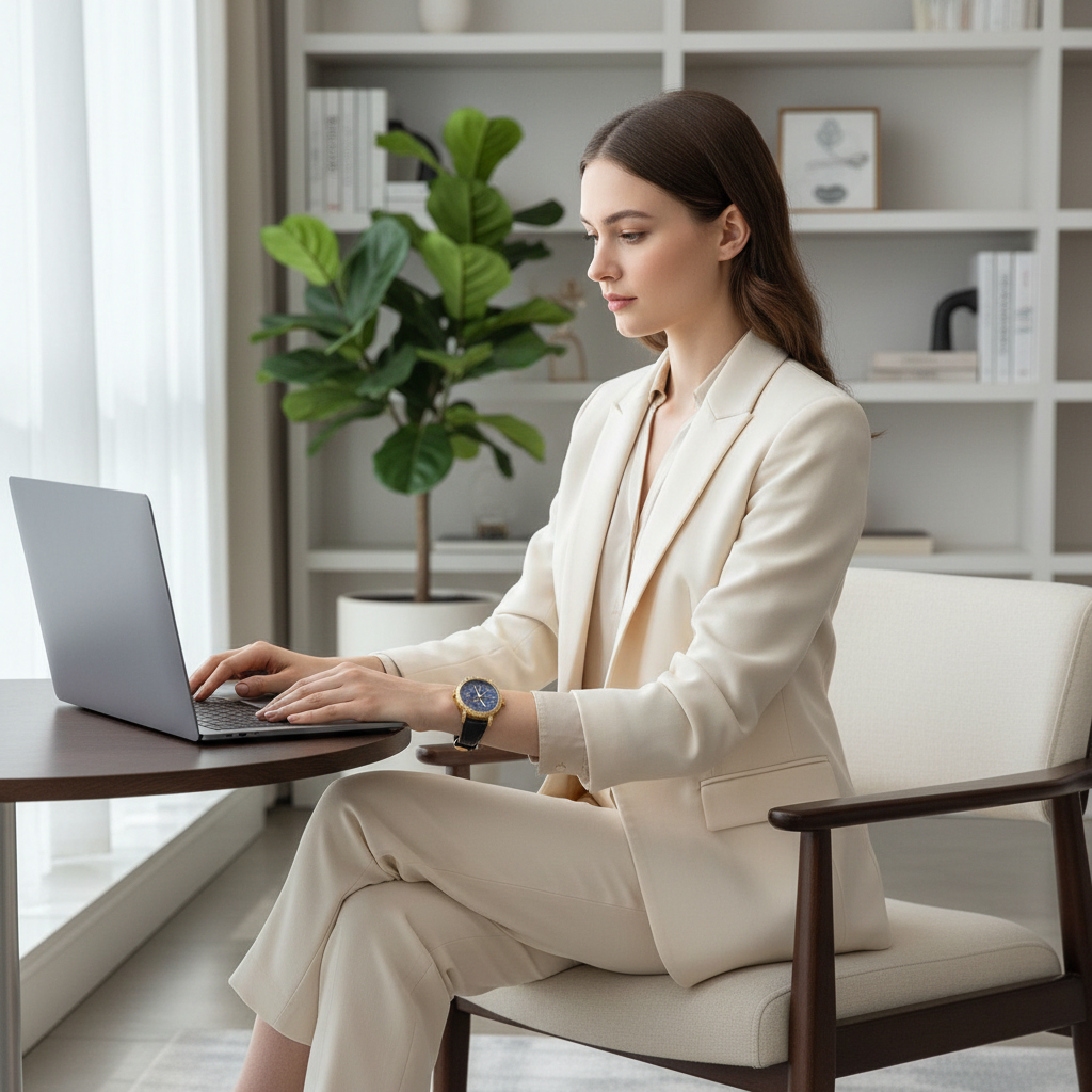 Bophieri Black Strap with Golden Dial Women Watch