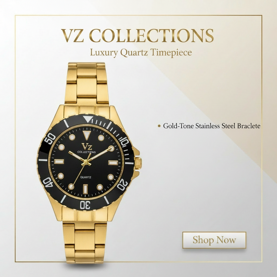 VZ Aurelia Golden Round Black Man Watch