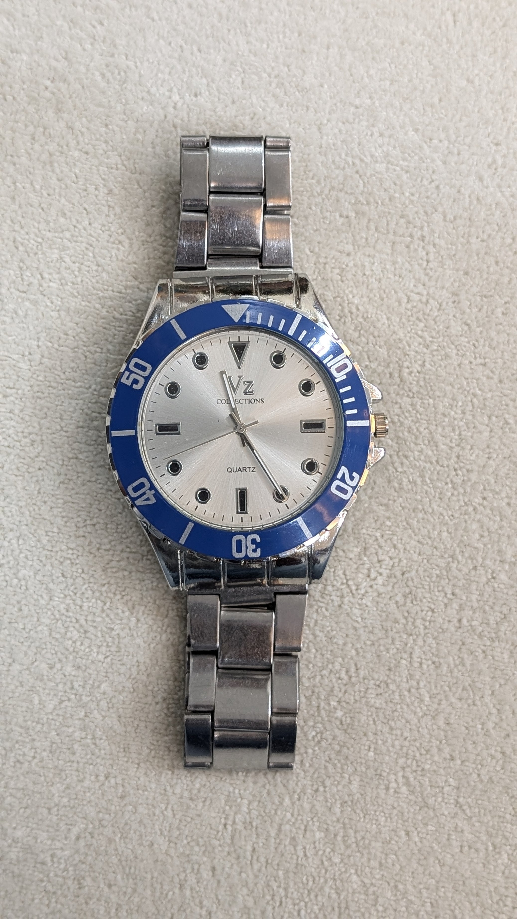 VZ Aurelia Silver Round Blue Man Watch