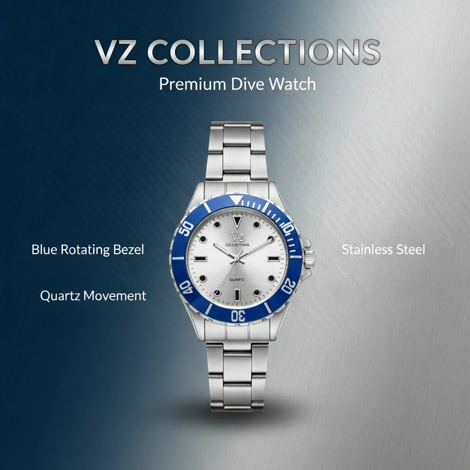 VZ Aurelia Silver Round Blue Man Watch